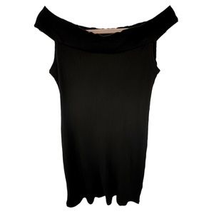 Kendall & Kylie Black Ribbed Off The Shoulder Mini Dress